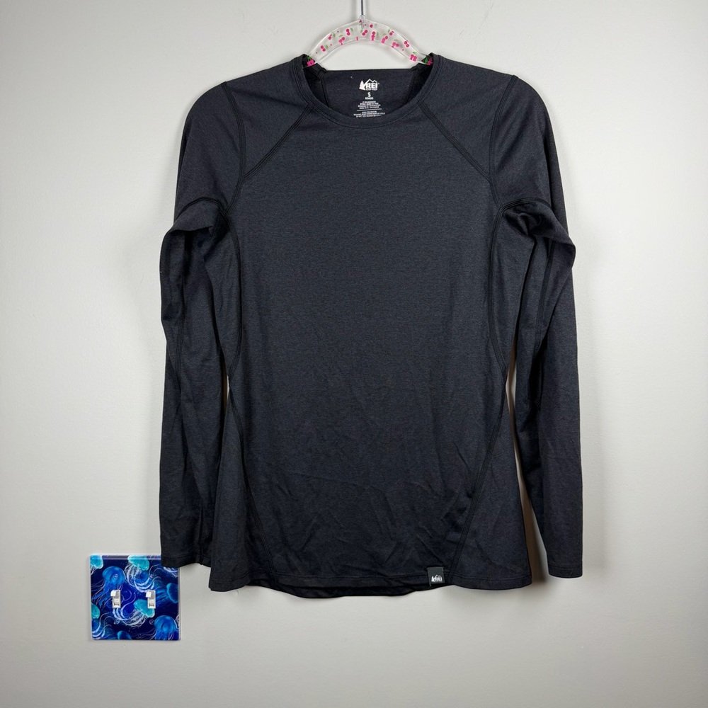 REI Base Layer Shirt Women’s Small Hiking Long Sleeve Pullover Black Top Outdoor